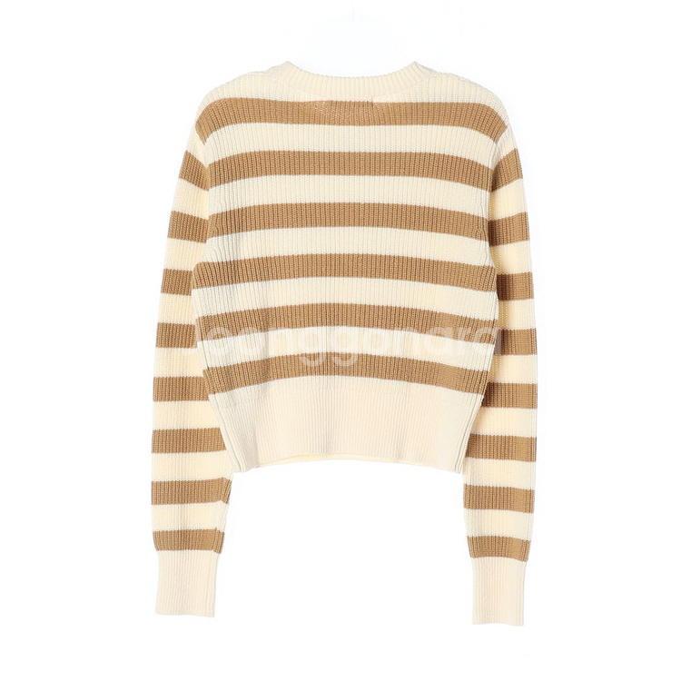 [M]플랙 아이보리 베이지 스트라이프 니트 스웨터--3
