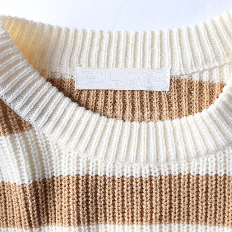 [M]플랙 아이보리 베이지 스트라이프 니트 스웨터--4