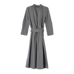 [XS]자라 그레이 브이넥 긴팔 롱 플레어 원피스 드레스