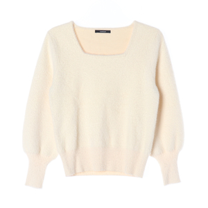 [M]룩캐스트 크림 스퀘어넥 헤어리 니트 스웨터