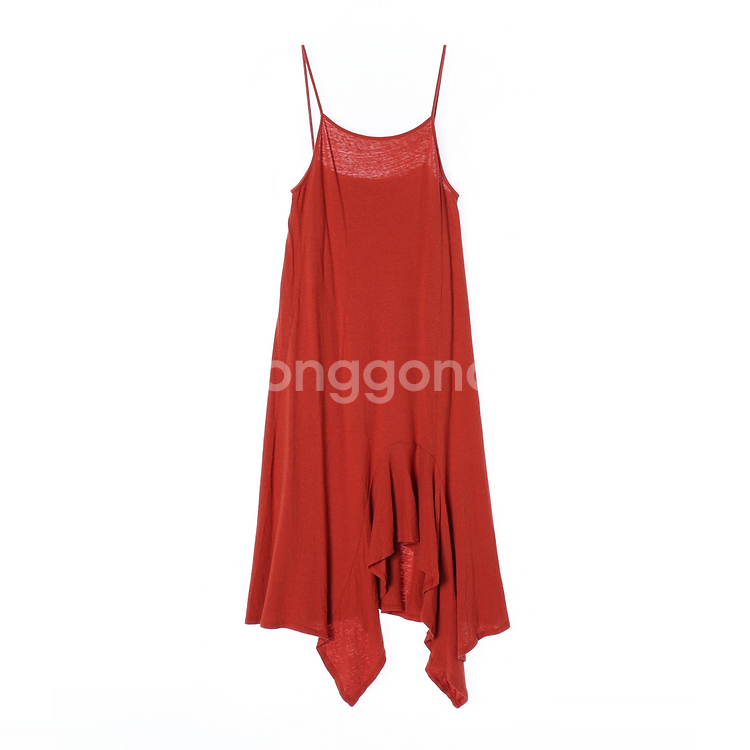 [S]자라 브릭 오렌지 뷔스티에 러플 슬립 나시 원피스 롱 드레스--0