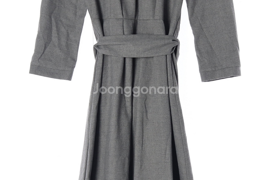 [XS]자라 그레이 브이넥 긴팔 롱 플레어 원피스 드레스--2