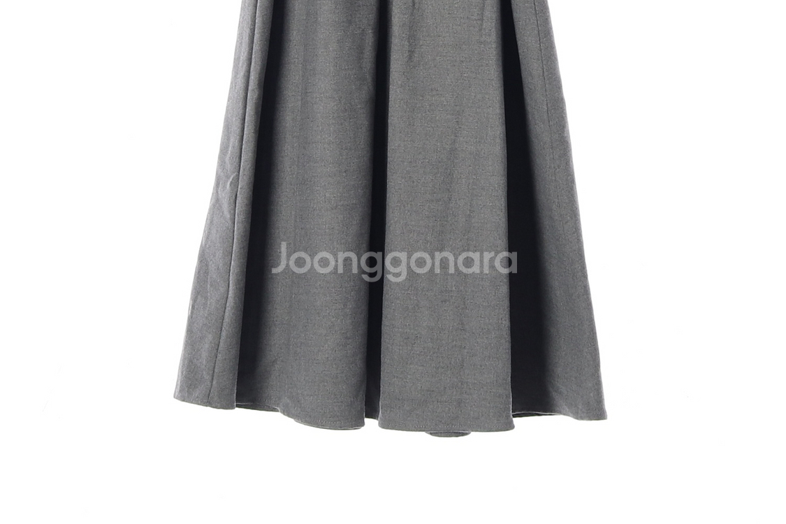 [XS]자라 그레이 브이넥 긴팔 롱 플레어 원피스 드레스--3