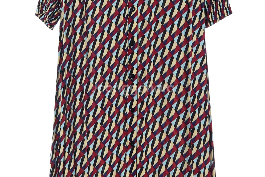 [S]자라 버건디 블루 패턴 긴팔 롱 셔츠 원피스--3