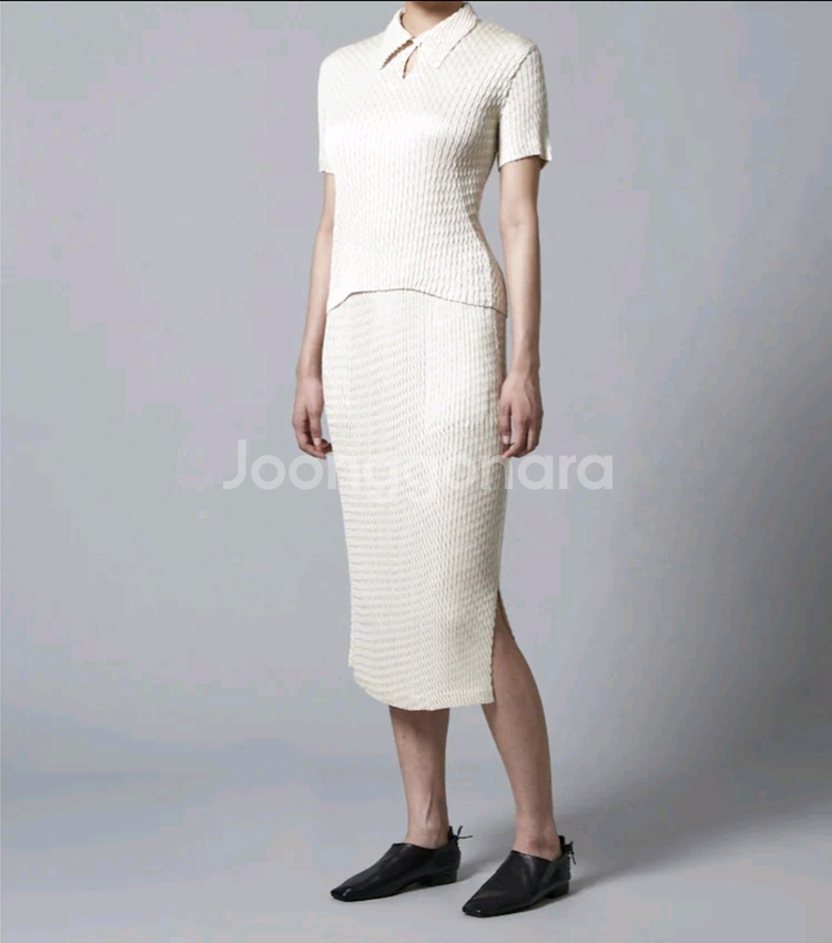 이세이미야케 스커트 슬릭 플리츠 스커트 화이트 2사이즈--6