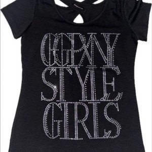 여성 크리스탈 반팔 티셔츠