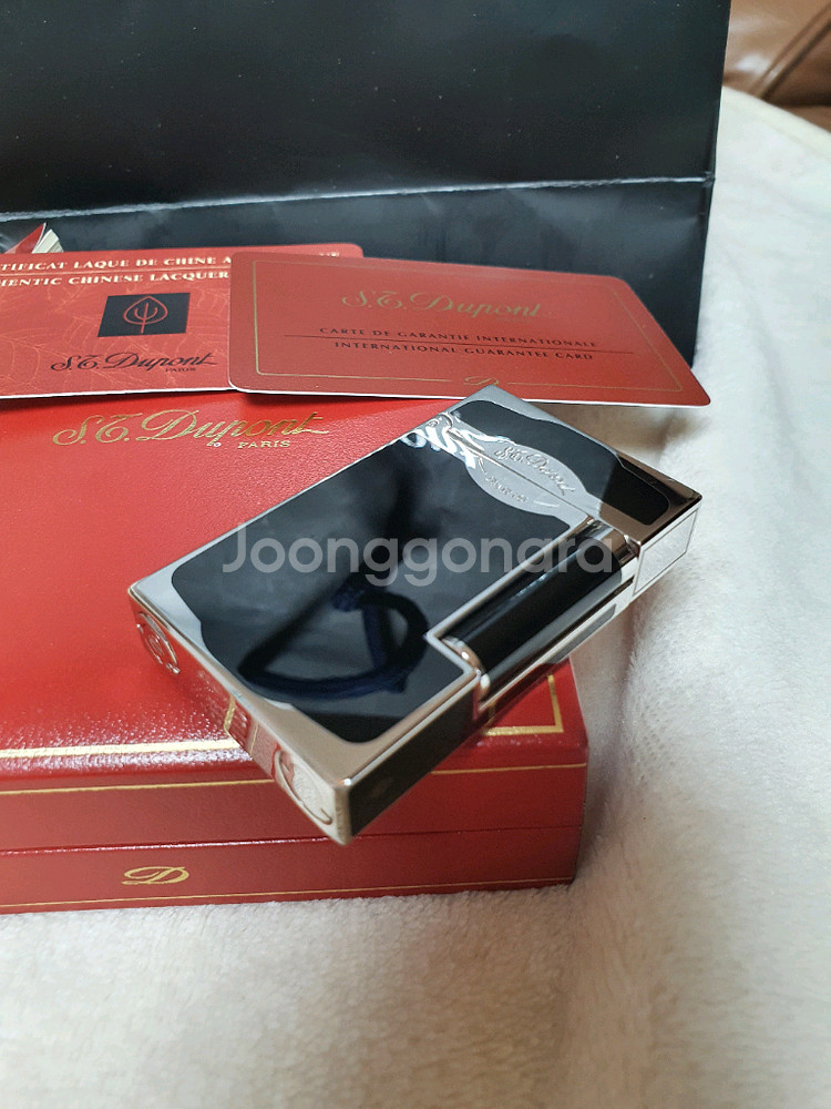 새상품급 듀퐁라이터 라인2 쌍불 ca16787 블랙래커 팔라듐 듀퐁라이타--7