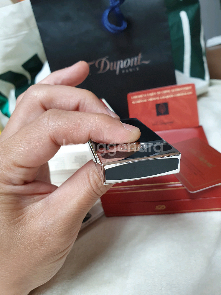 새상품급 듀퐁라이터 라인2 쌍불 ca16787 블랙래커 팔라듐 듀퐁라이타--5