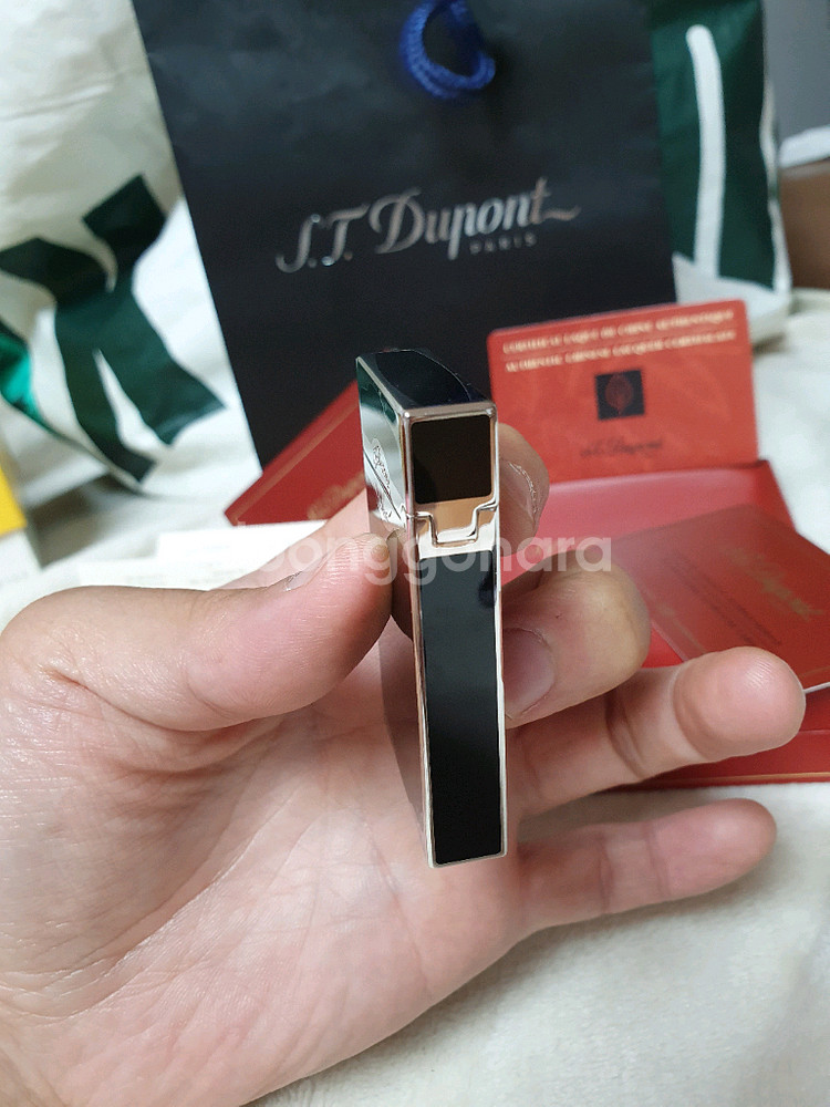 새상품급 듀퐁라이터 라인2 쌍불 ca16787 블랙래커 팔라듐 듀퐁라이타--4