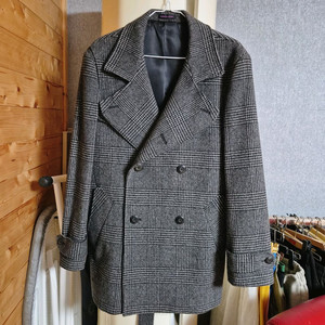 새상품 CHRISTIAN AUJARD 남성 체크 더블 코트