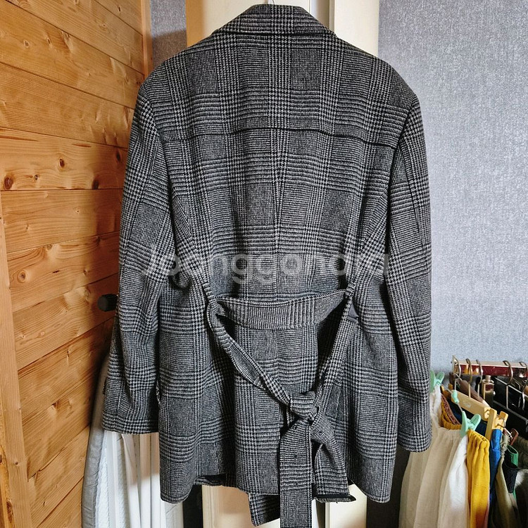 새상품 CHRISTIAN AUJARD 남성 체크 더블 코트--4