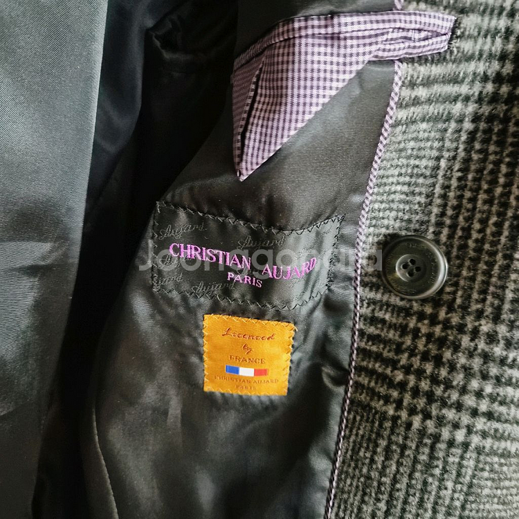 새상품 CHRISTIAN AUJARD 남성 체크 더블 코트--5