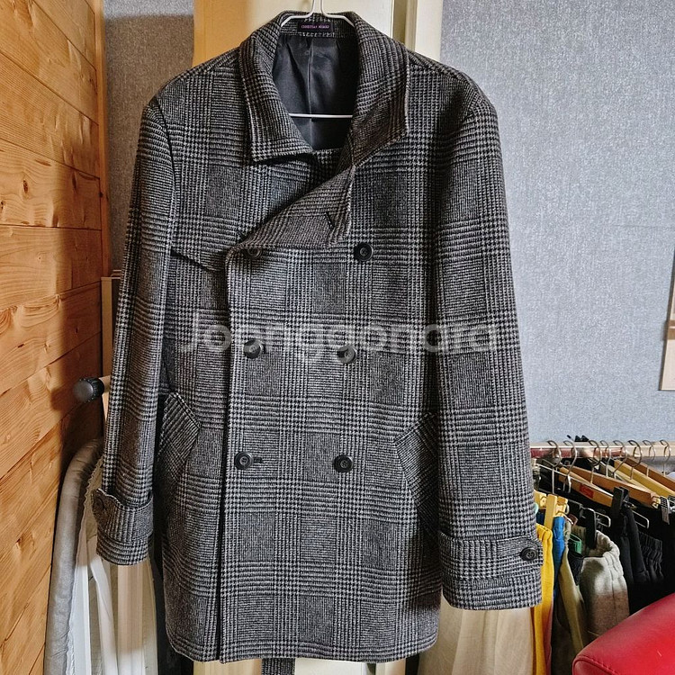 새상품 CHRISTIAN AUJARD 남성 체크 더블 코트--1