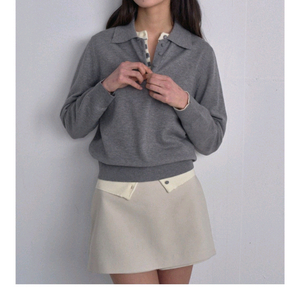 Oro 오로 에센셜 브루드 버튼칼라니트풀오버_Gray