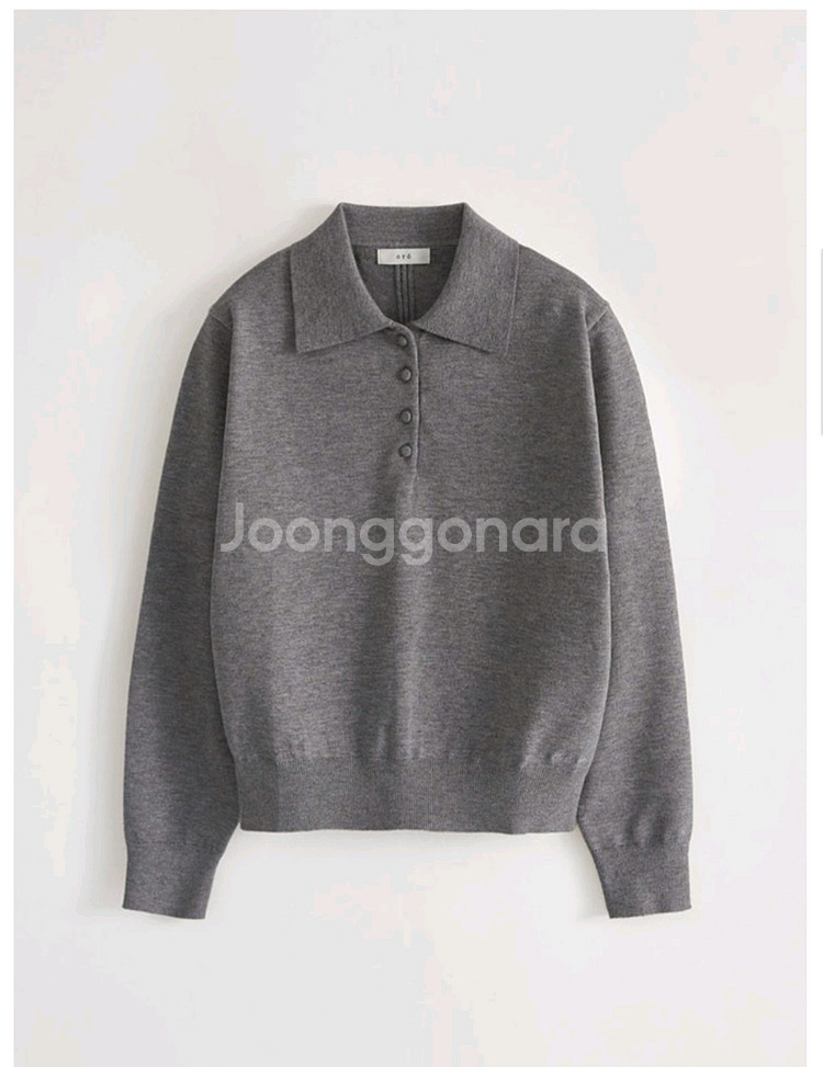 Oro 오로 에센셜 브루드 버튼칼라니트풀오버_Gray--1