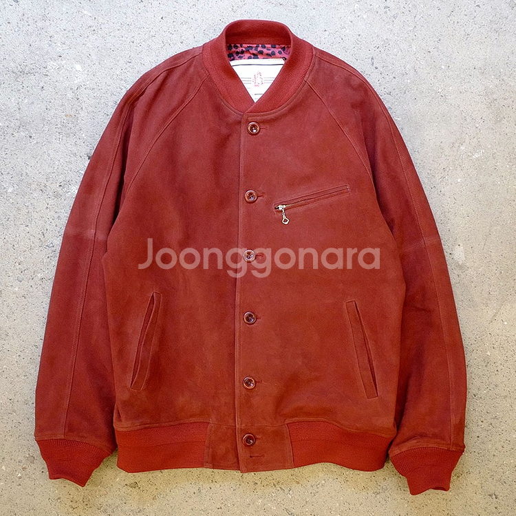 [L] 블랙아웃 고트 스웨이드 블루종 레드 L사이즈 새제품 팝니다. 블라인드파일즈 뤡코즈--0