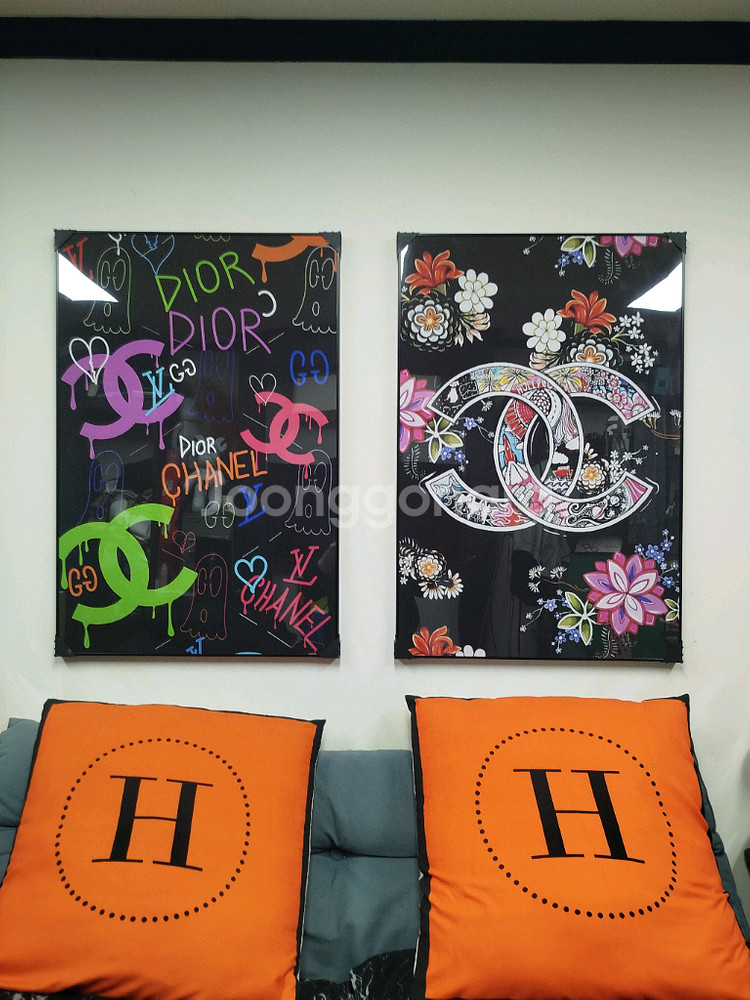 샤넬 꽃 로고 대형 그림 액자 팝아트 인테리어소품 인테리어액자 명품그림 명품액자--6