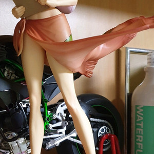 카와사키 오토바이 다이캐스트와 니코로빈과 아랴 피규어