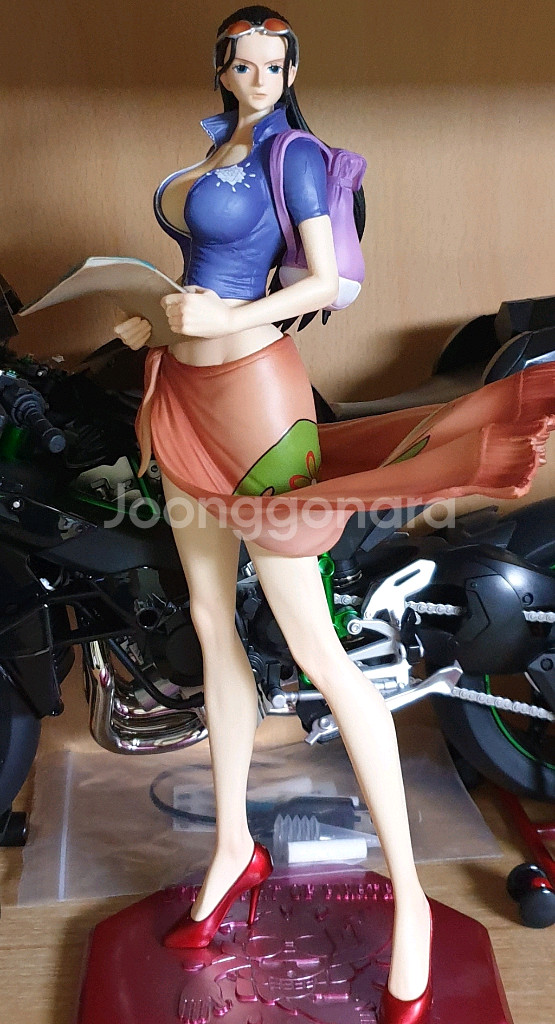 카와사키 오토바이 다이캐스트와 니코로빈과 아랴 피규어--2