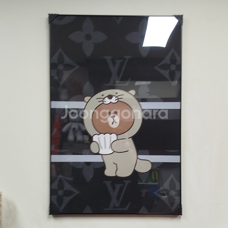 루이비통 곰 캐릭터 로고 대형 그림 액자 팝아트 인테리어소품 인테리어액자 명품그림 명품액자--0