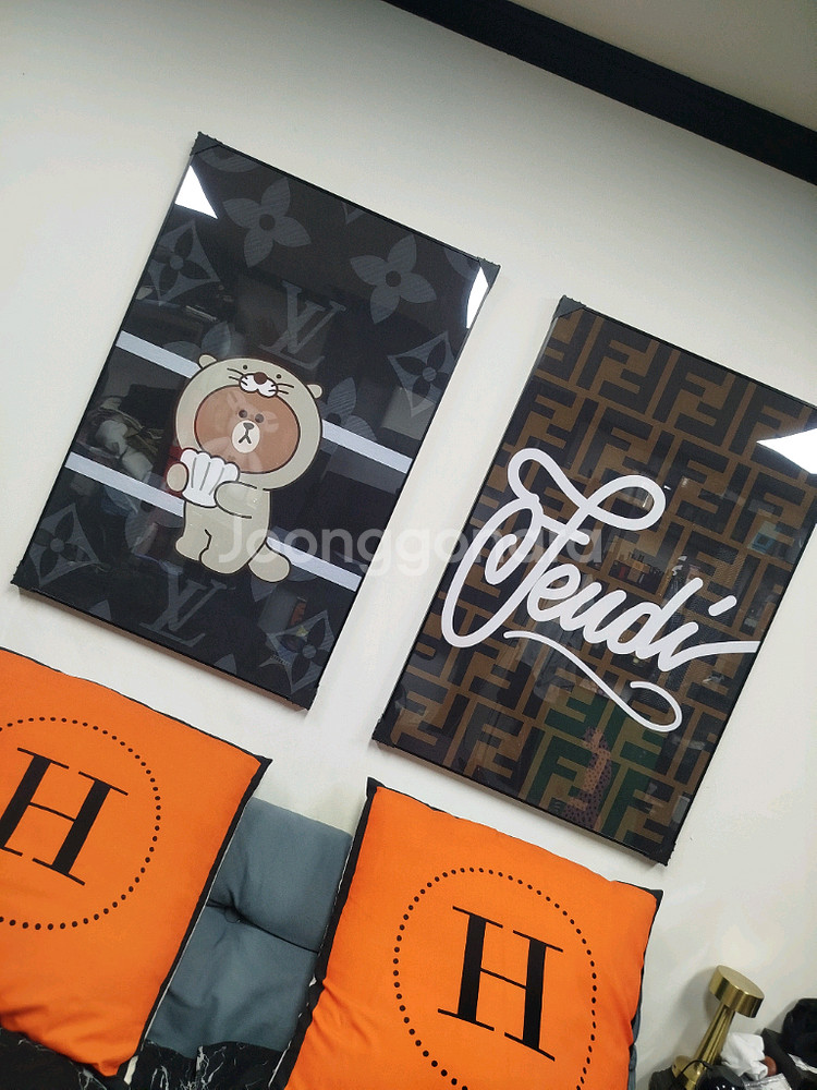 루이비통 곰 캐릭터 로고 대형 그림 액자 팝아트 인테리어소품 인테리어액자 명품그림 명품액자--3