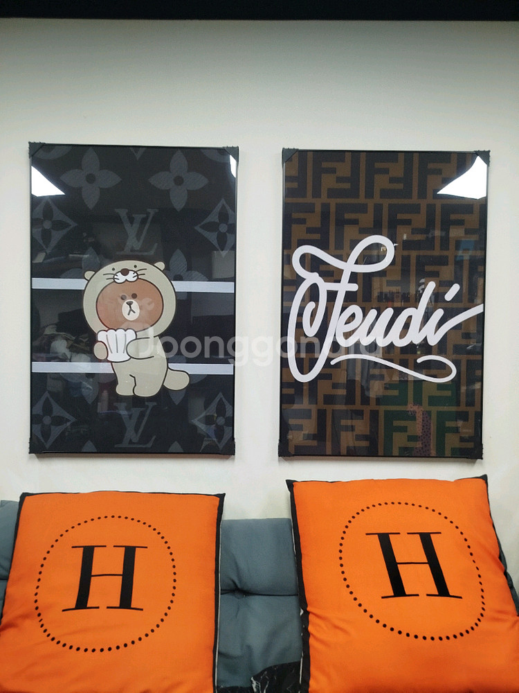 루이비통 곰 캐릭터 로고 대형 그림 액자 팝아트 인테리어소품 인테리어액자 명품그림 명품액자--2