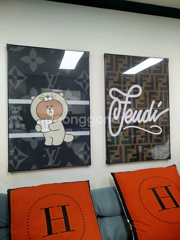 루이비통 곰 캐릭터 로고 대형 그림 액자 팝아트 인테리어소품 인테리어액자 명품그림 명품액자--9
