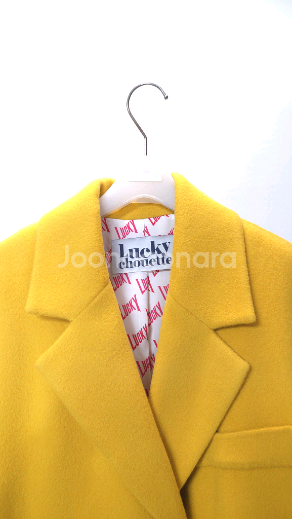 럭키슈에뜨 머스터드 더블 브레스트 롱코트 38 사이즈--1
