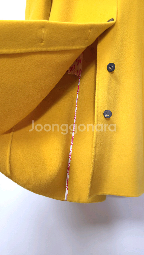 럭키슈에뜨 머스터드 더블 브레스트 롱코트 38 사이즈--7