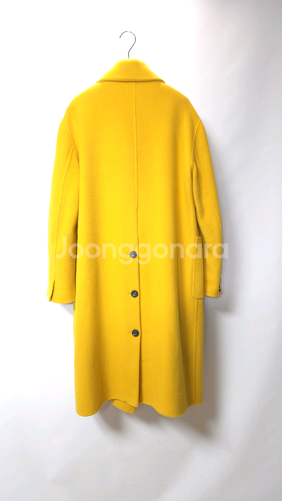 럭키슈에뜨 머스터드 더블 브레스트 롱코트 38 사이즈--6