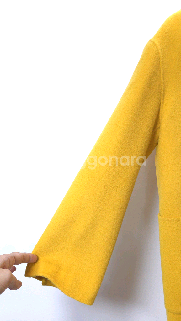 럭키슈에뜨 머스터드 더블 브레스트 롱코트 38 사이즈--3