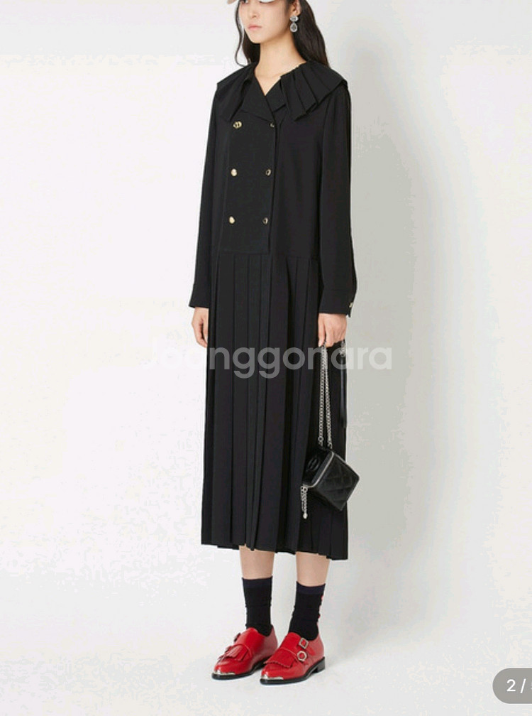 블룸 프릴카라 롱 플리츠 원피스--6