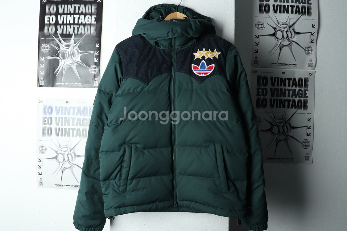 (L-XL) 아디다스 패딩 점퍼자켓 덕다운 그린--1