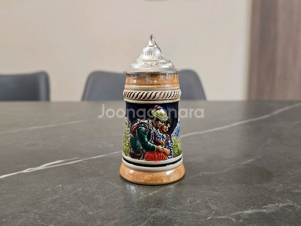빈티지 독일 미니 주석 맥주컵--1