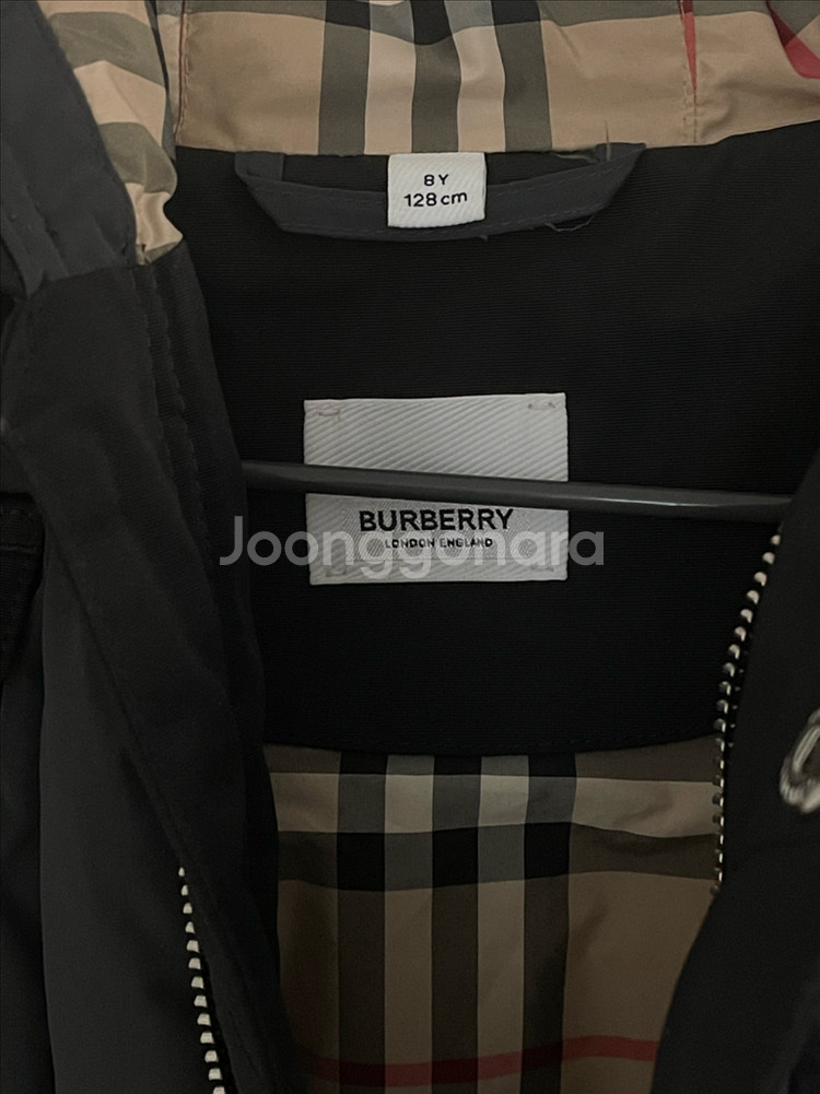 버버리 키즈 후드 패딩 조끼 9세, 128cm 거의새상품--3
