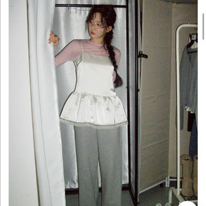 프롬비기닝 실크 레이스 나시 레이어드원피스