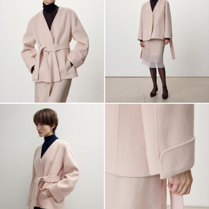 시에 sie 세르 칼라리스 핸드메이드 하프 코트 파우더핑크