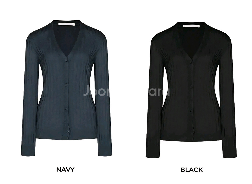 르네제이 소프트 브이넥 가디건 - 블랙--5