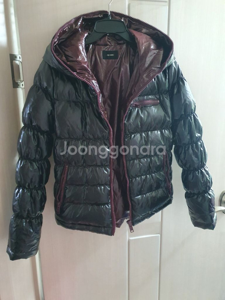 애드혹 유광 덕다운 숏패딩 85. 블랙 버건디 오리털--0