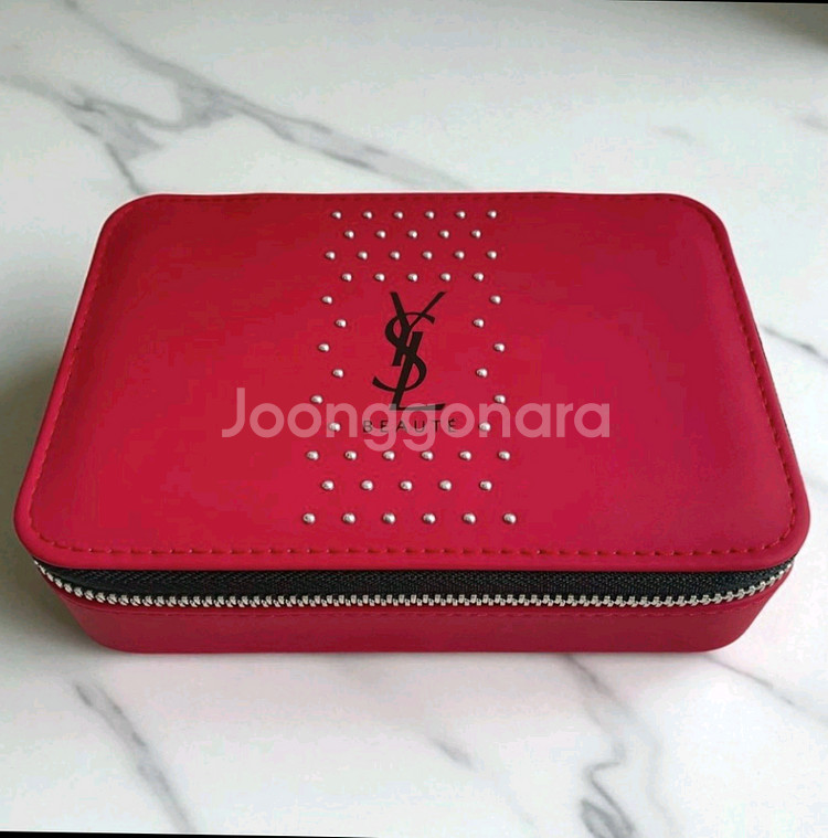 입생로랑 파우치 보석함 화장품 케이스 레드 스터드--0