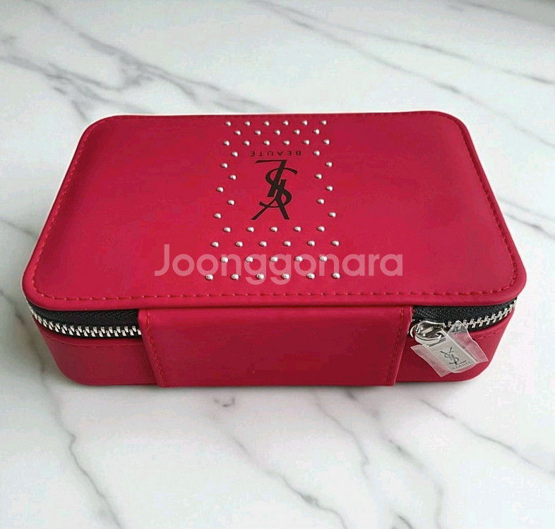 입생로랑 파우치 보석함 화장품 케이스 레드 스터드--2