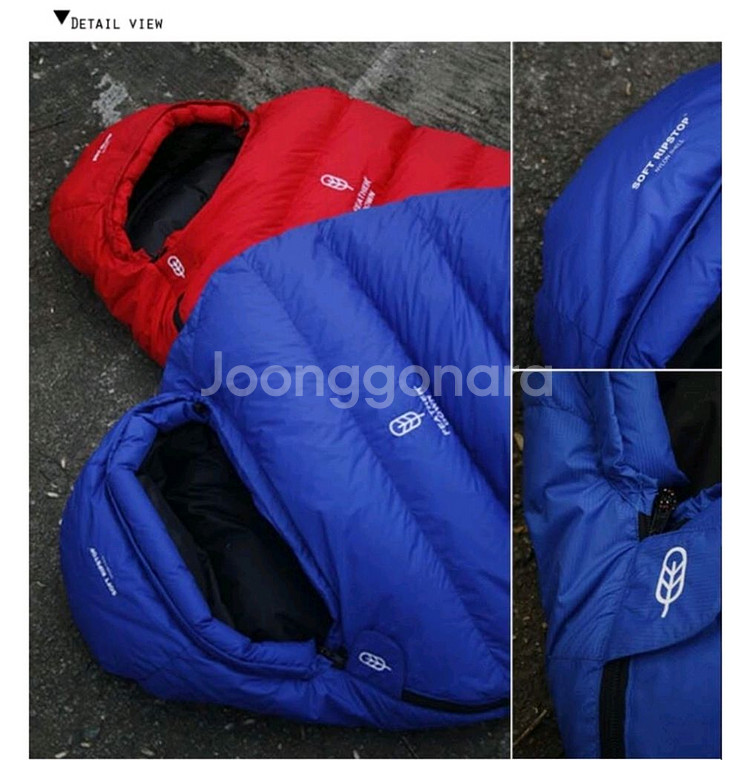 캠핑,백패킹,페더다운 3S-800G구스침낭,레드2개--0