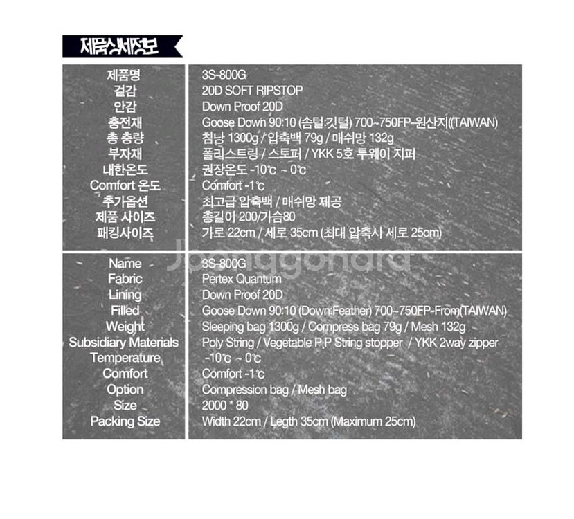 캠핑,백패킹,페더다운 3S-800G구스침낭,레드2개--4