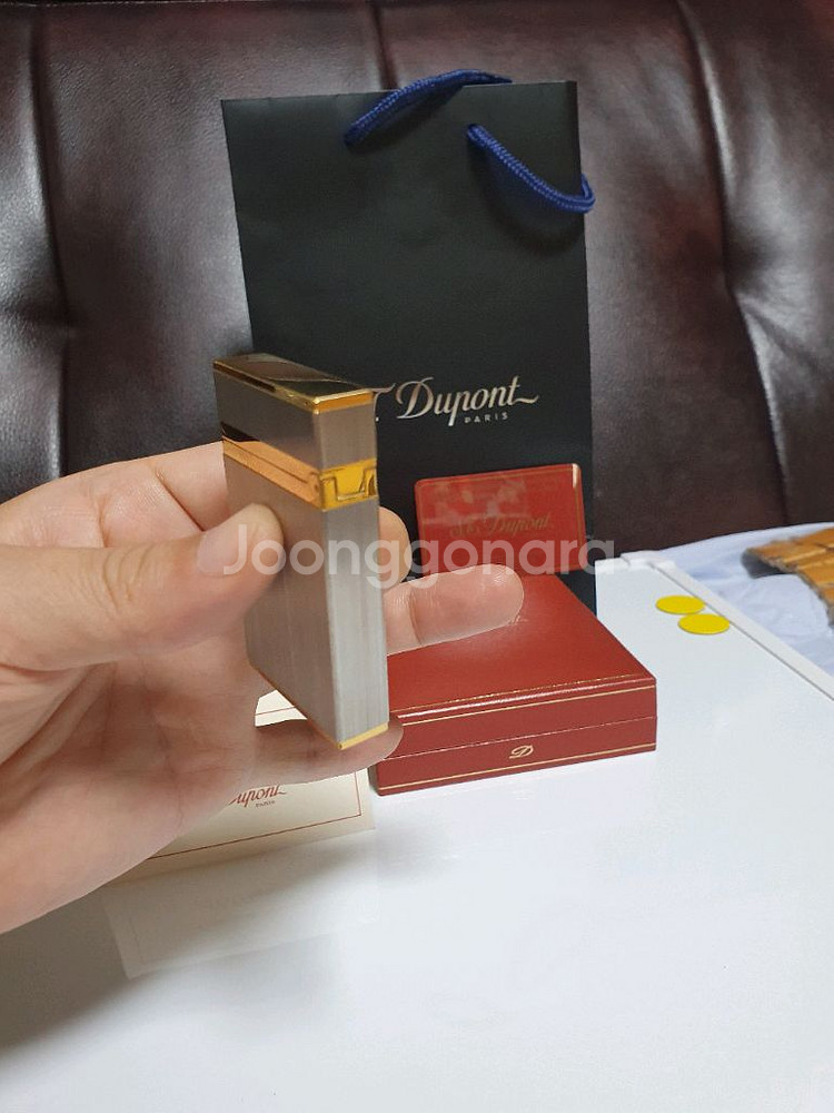 새상품급 듀퐁라이터 라인2 ca16841 산토스 브러쉬드 콤비 듀퐁라이타--5