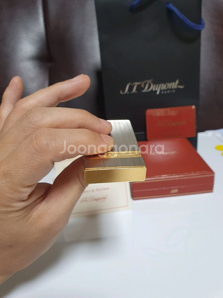 새상품급 듀퐁라이터 라인2 ca16841 산토스 브러쉬드 콤비 듀퐁라이타--6