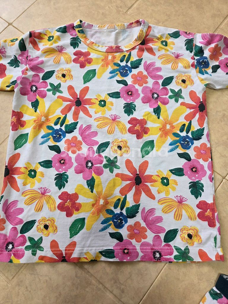 플라워 패턴 아동 상하복 세트--1