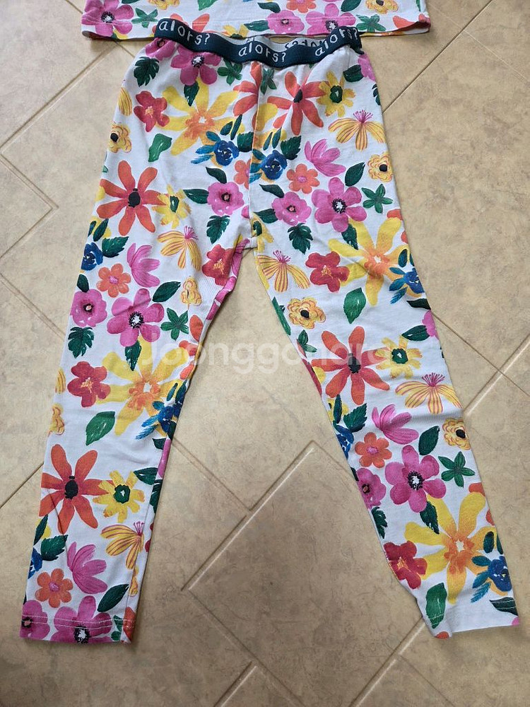 플라워 패턴 아동 상하복 세트--4