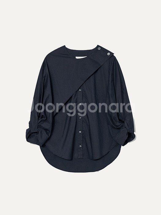 킨더살몬 트위스트 볼륨 슬리브 블라우스--5