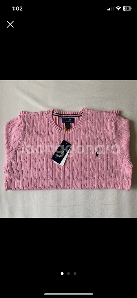 폴로 케이블 니트 코튼 스웨터 핑크 걸즈 L--0