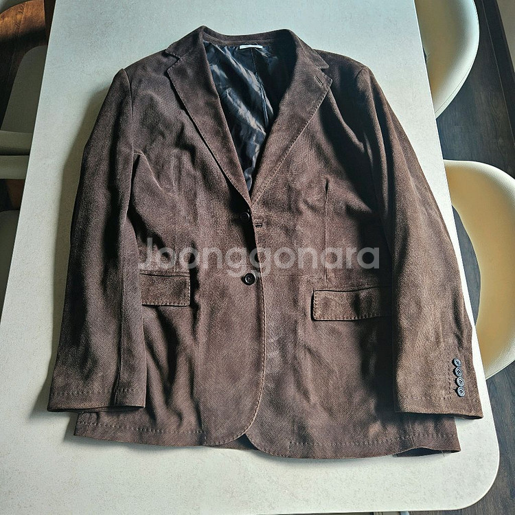 에르메네질도 제냐 / 스웨이드 가죽 헤링본 패턴 자켓--0